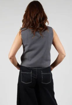 Zipped Sweater Vest in Charcoal