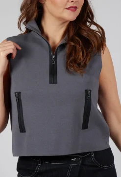 Zipped Sweater Vest in Charcoal