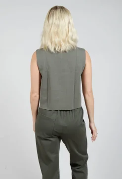 Zipped Sweater Vest in Kaki