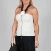 Zipper Fastening Corset Top in Chalk