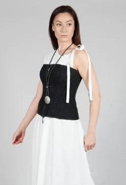 Zipper Fastening Corset Top in Smeared Black