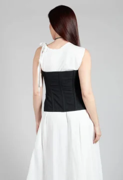 Zipper Fastening Corset Top in Smeared Black