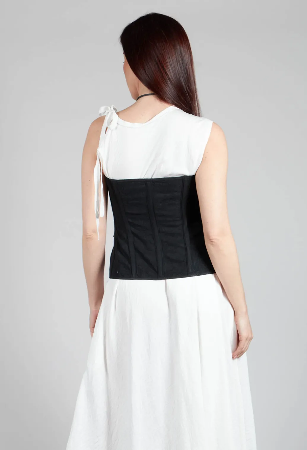 Zipper Fastening Corset Top in Smeared Black