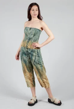 Zipper Fastening Corset Top in Petrol and Tea
