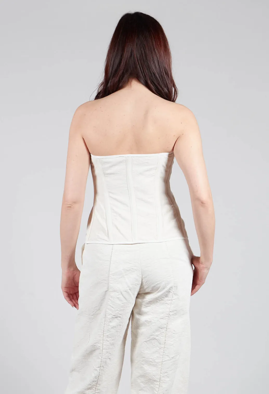 Zipper Fastening Corset Top in Chalk