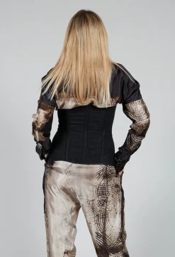 Zipper Fastening Corset Top in Smeared Black