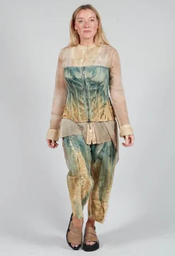 Zipper Fastening Corset Top in Petrol and Tea
