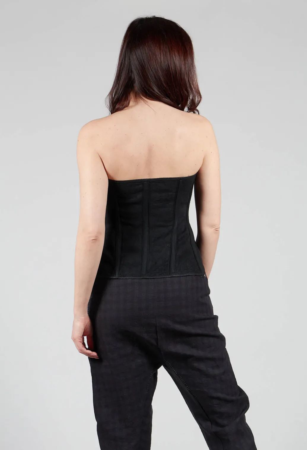 Zipper Fastening Corset Top in Smeared Black